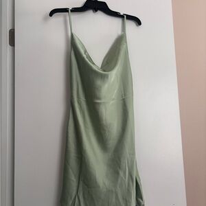 Cider Sage Green Satin Dress